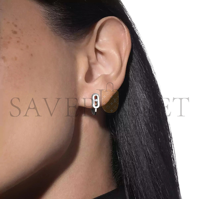 Mes1kaa move uno mini hoop earrings white gold d1am0nd earrings 10050-wg
